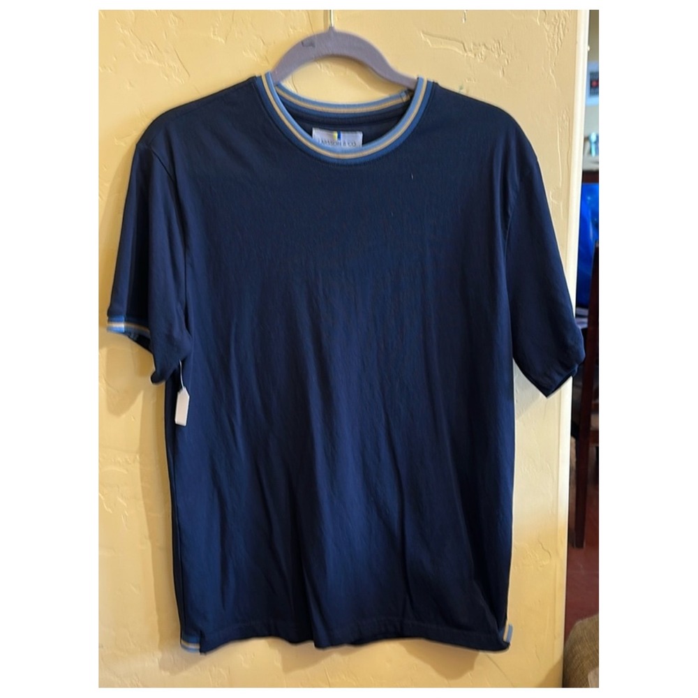 Larsson & Co. Mens T-Shirt Striped Collar Short Sleeve Casual Top